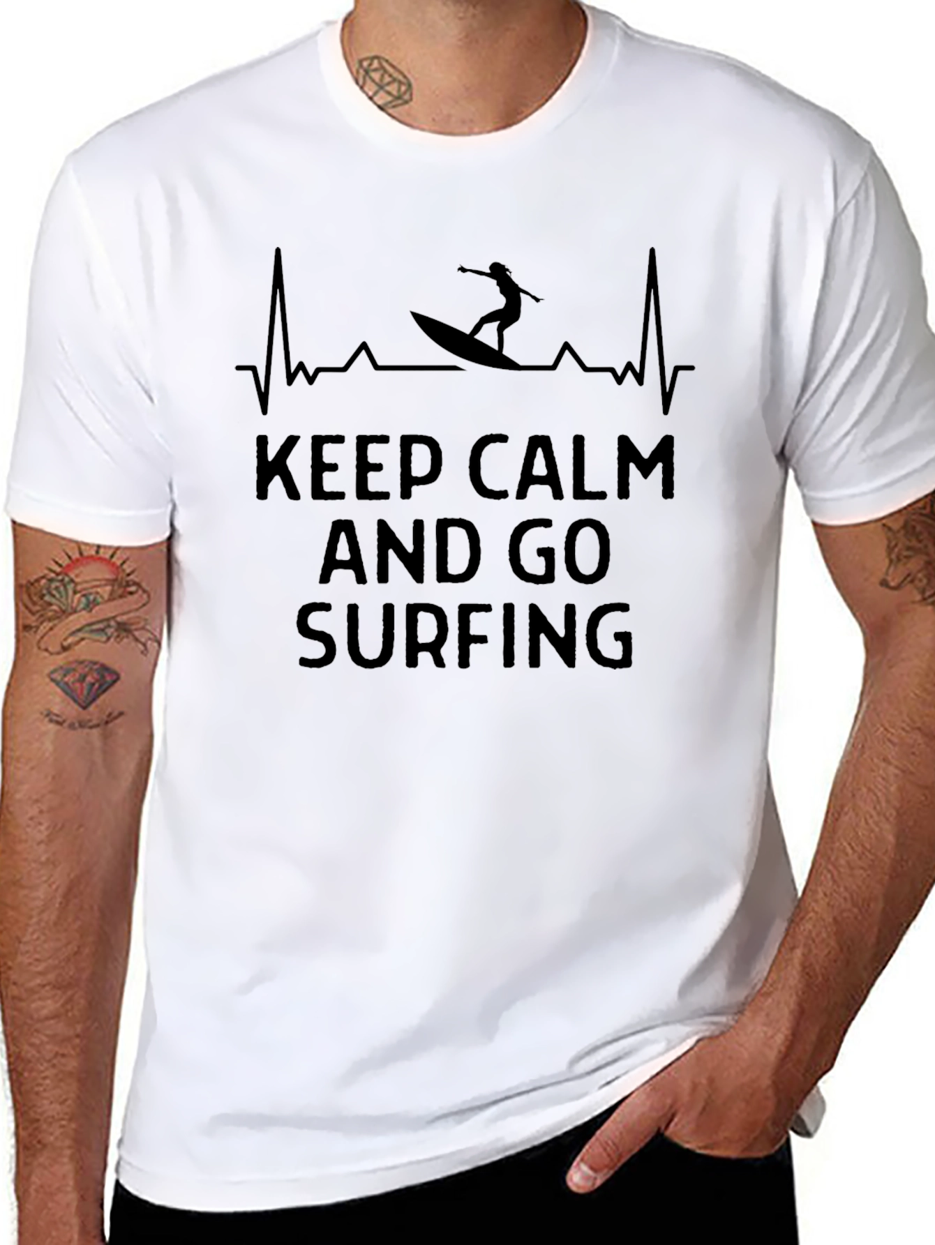 Keep Calm and Go Surfing Black T-Shirt