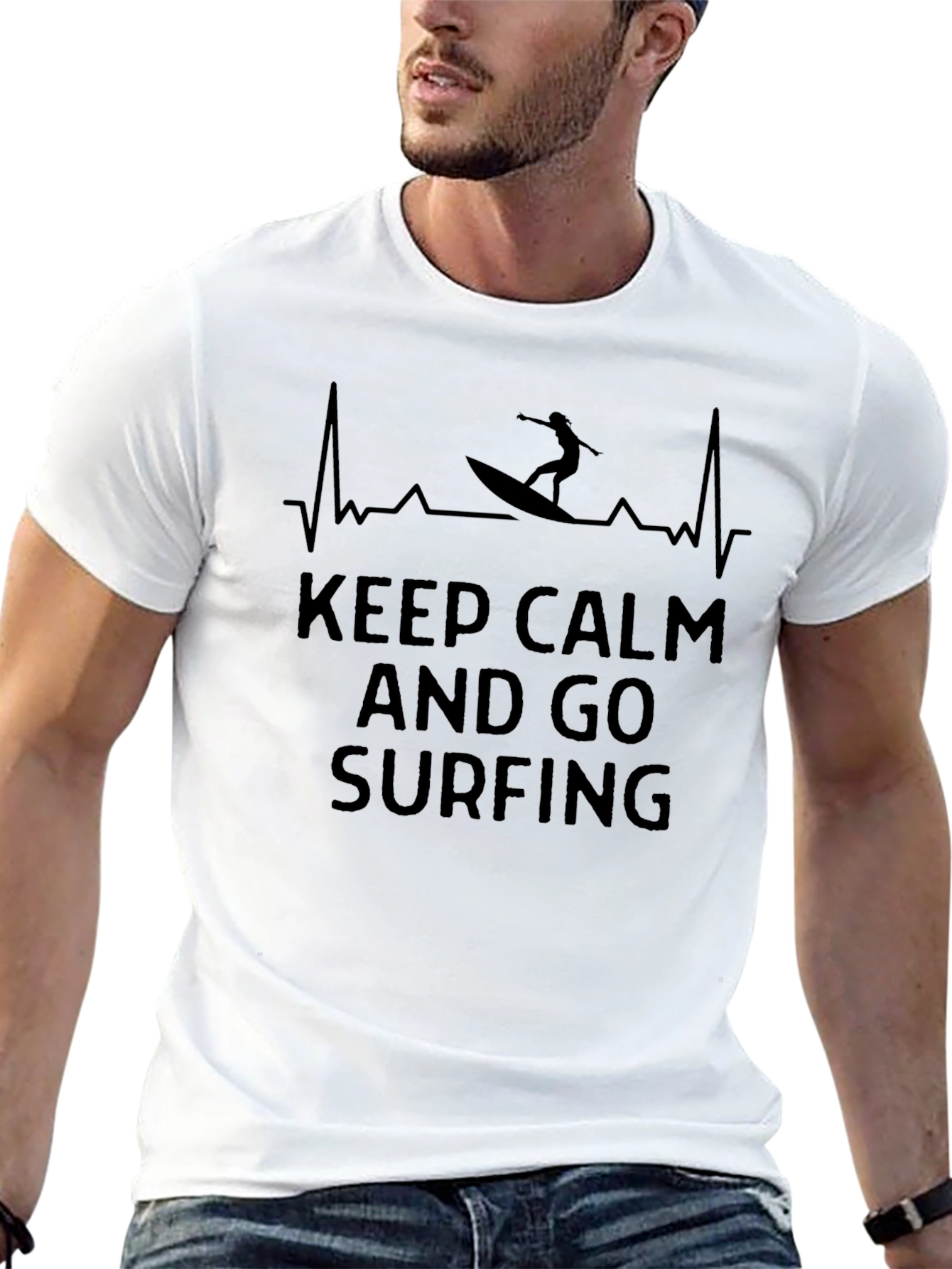 Keep Calm and Go Surfing Black T-Shirt