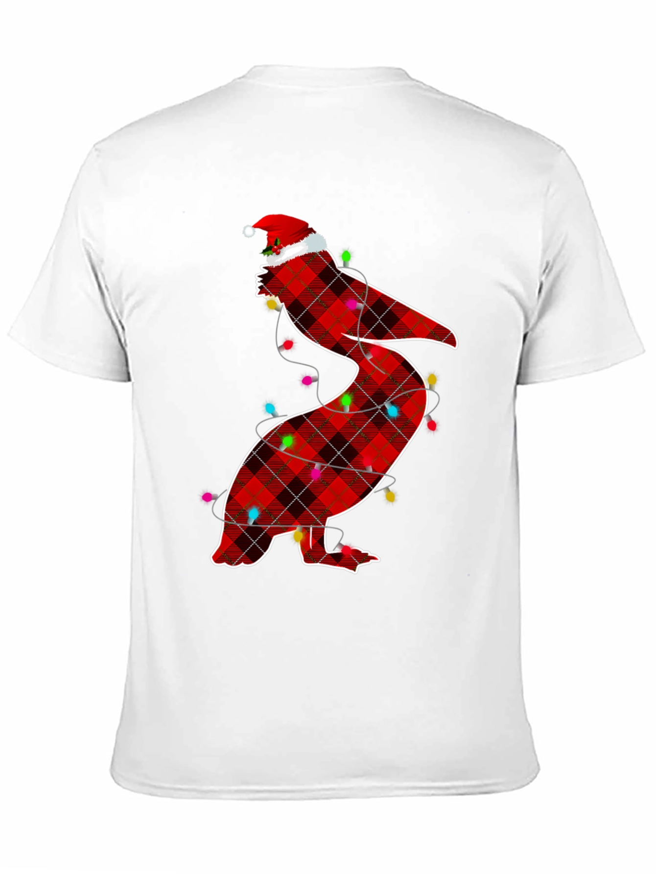 Christmas Pelican Plaid Santa Hat T-Shirt