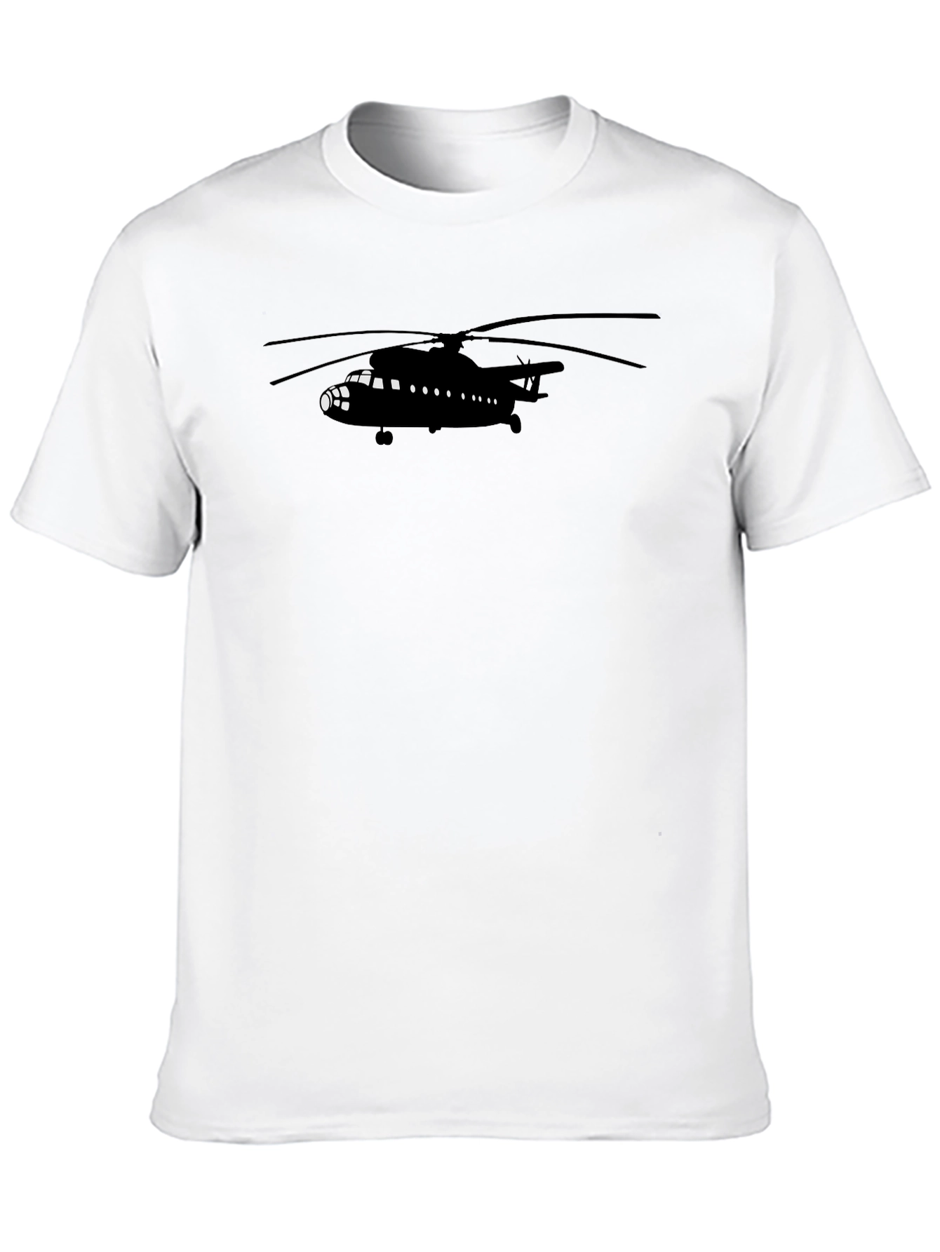 Black Helicopter Graphic Tee - Aviation Enthusiast T-Shirt