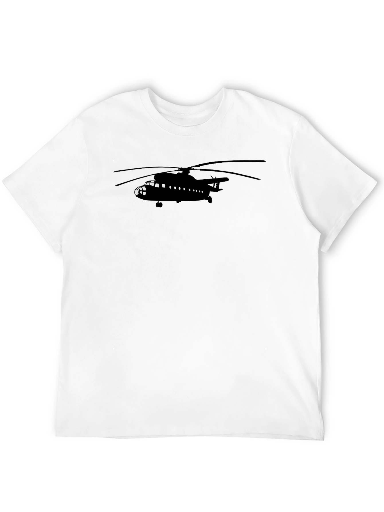 Black Helicopter Graphic Tee - Aviation Enthusiast T-Shirt