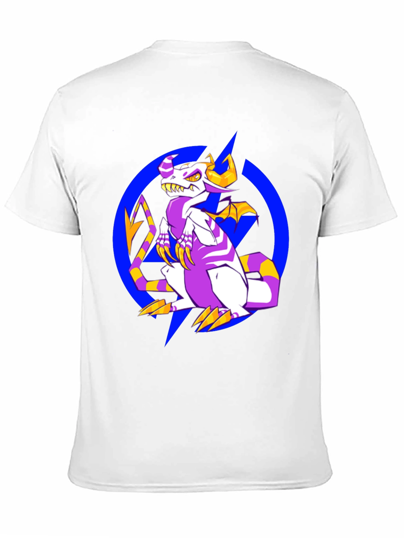 Cartoon Dragon Graphic Tee - Black Crew Neck Shirt