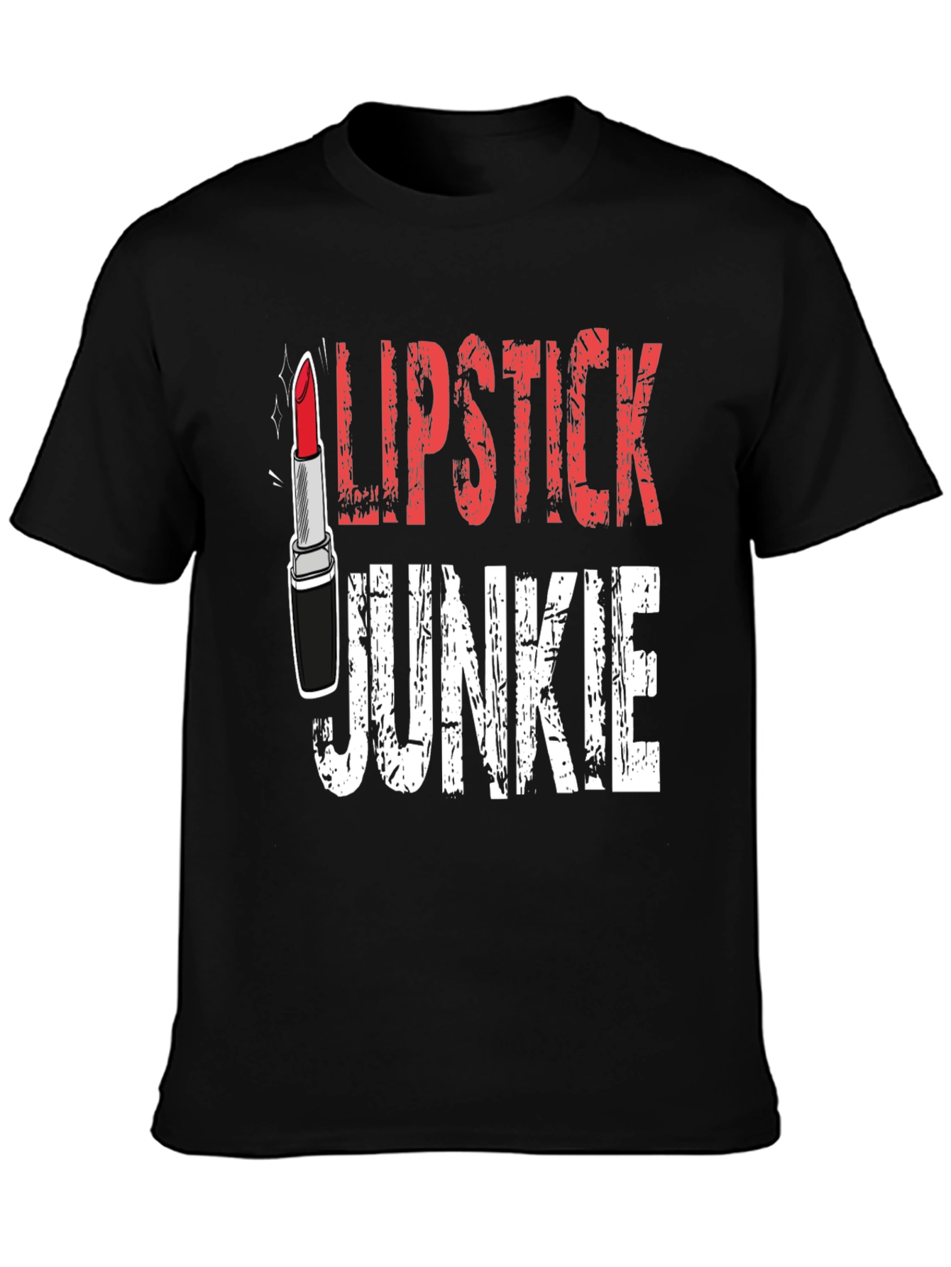 Lipstick Junkie Graphic Tee - Black Cotton T-Shirt