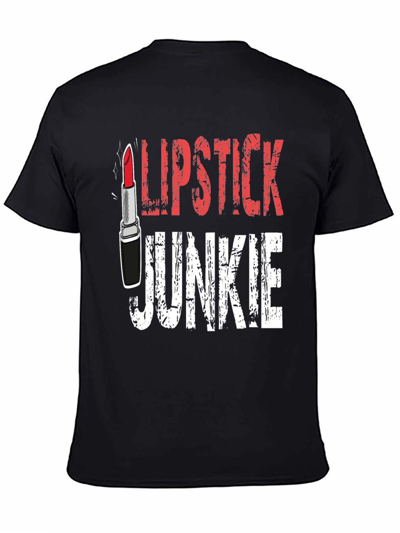 Lipstick Junkie Graphic Tee - Black Cotton T-Shirt