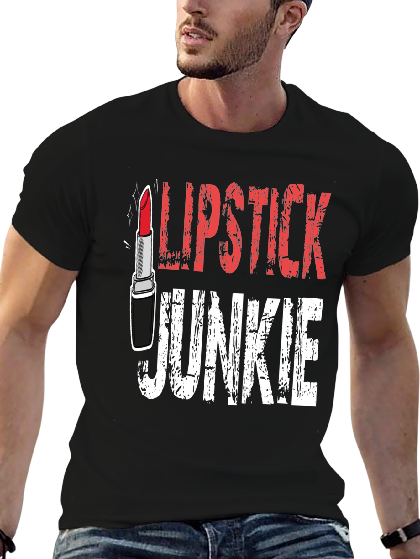 Lipstick Junkie Graphic Tee - Black Cotton T-Shirt