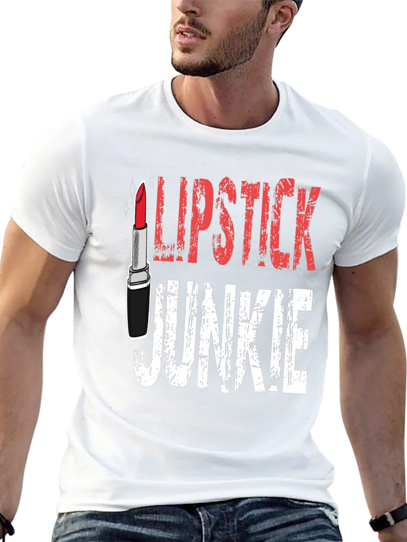 Lipstick Junkie Graphic Tee - Black Cotton T-Shirt