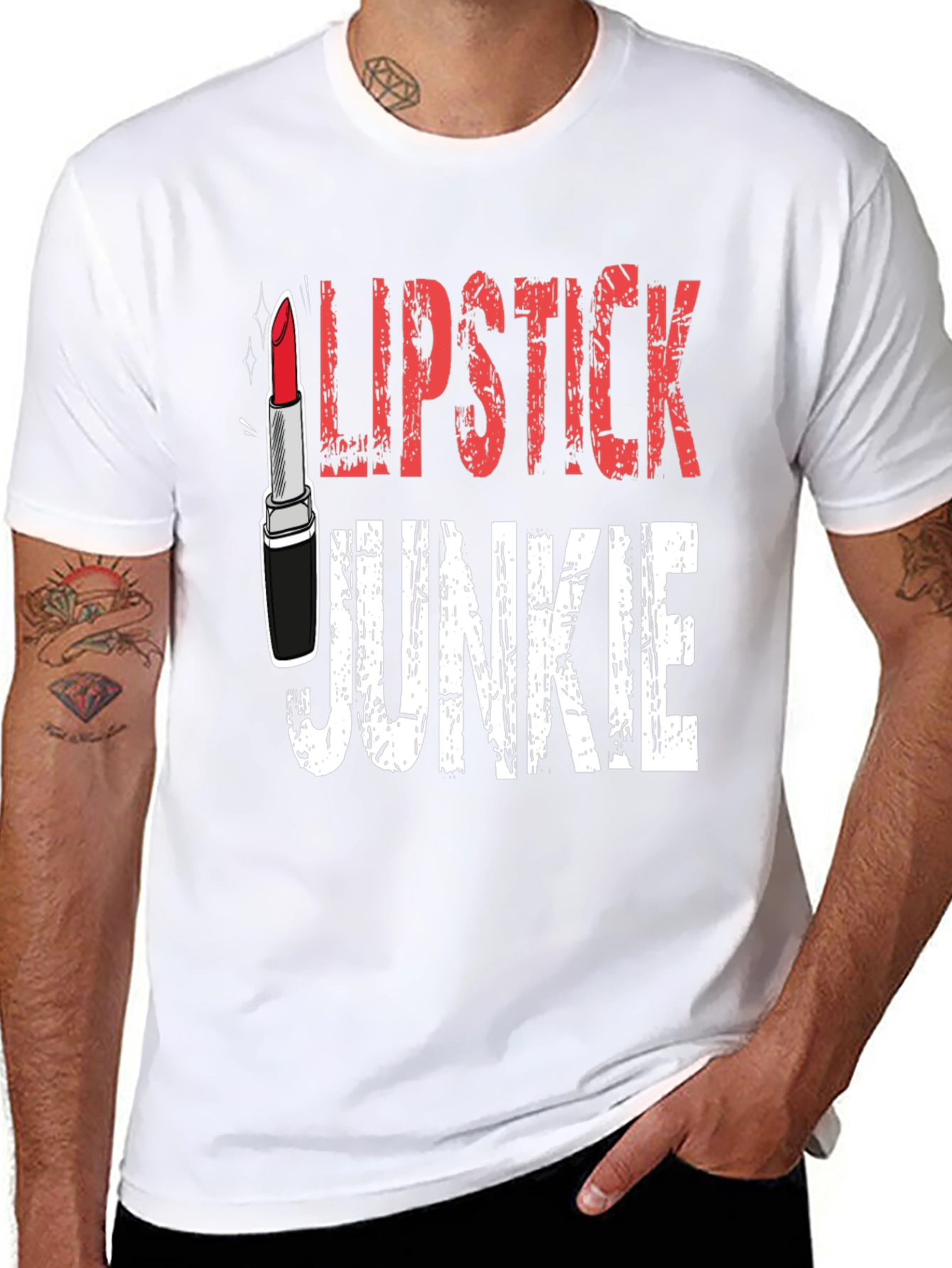 Lipstick Junkie Graphic Tee - Black Cotton T-Shirt