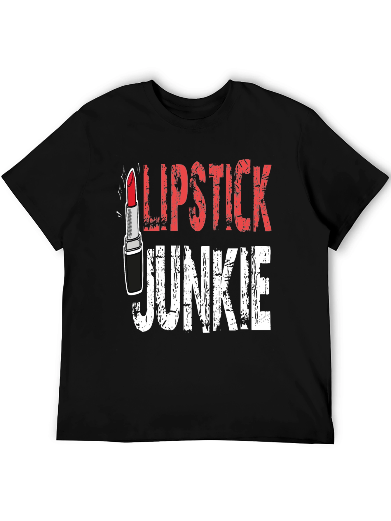 Lipstick Junkie Graphic Tee - Black Cotton T-Shirt