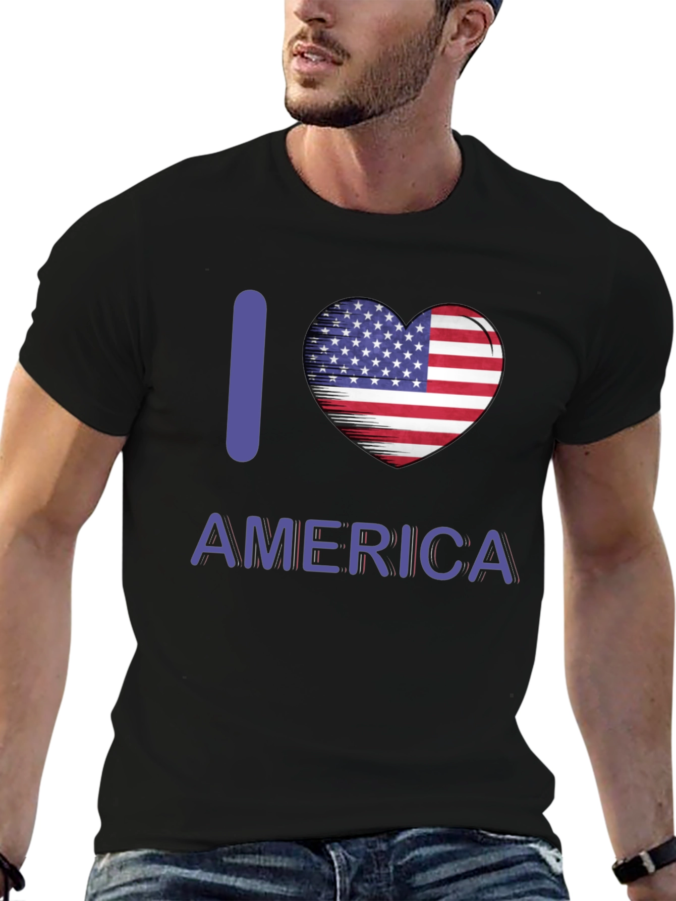 I Love America T-Shirt Patriotic Pride USA Flag Heart