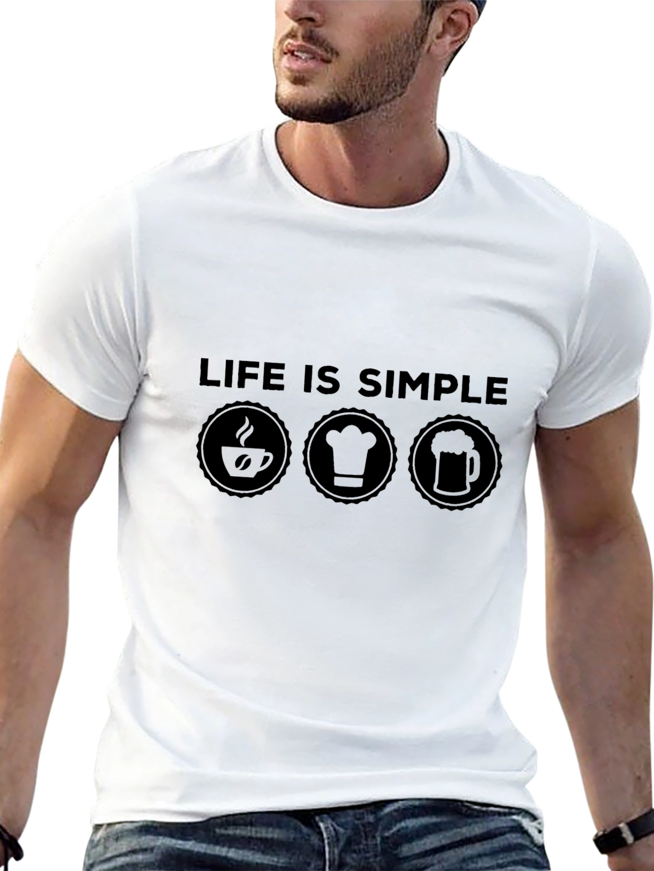 Life Is Simple T-Shirt - Coffee Chef Beer
