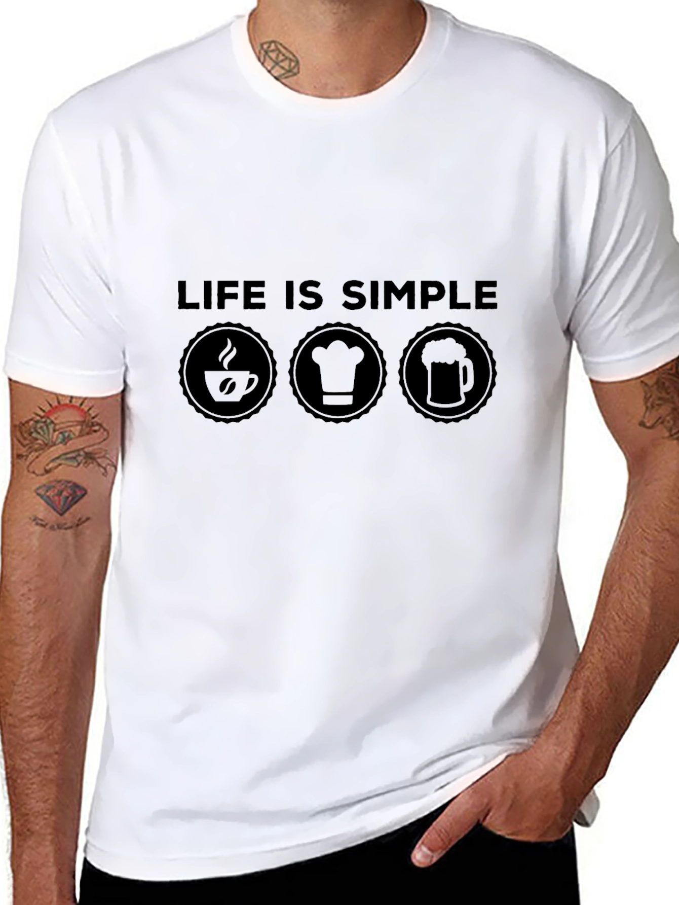 Life Is Simple T-Shirt - Coffee Chef Beer