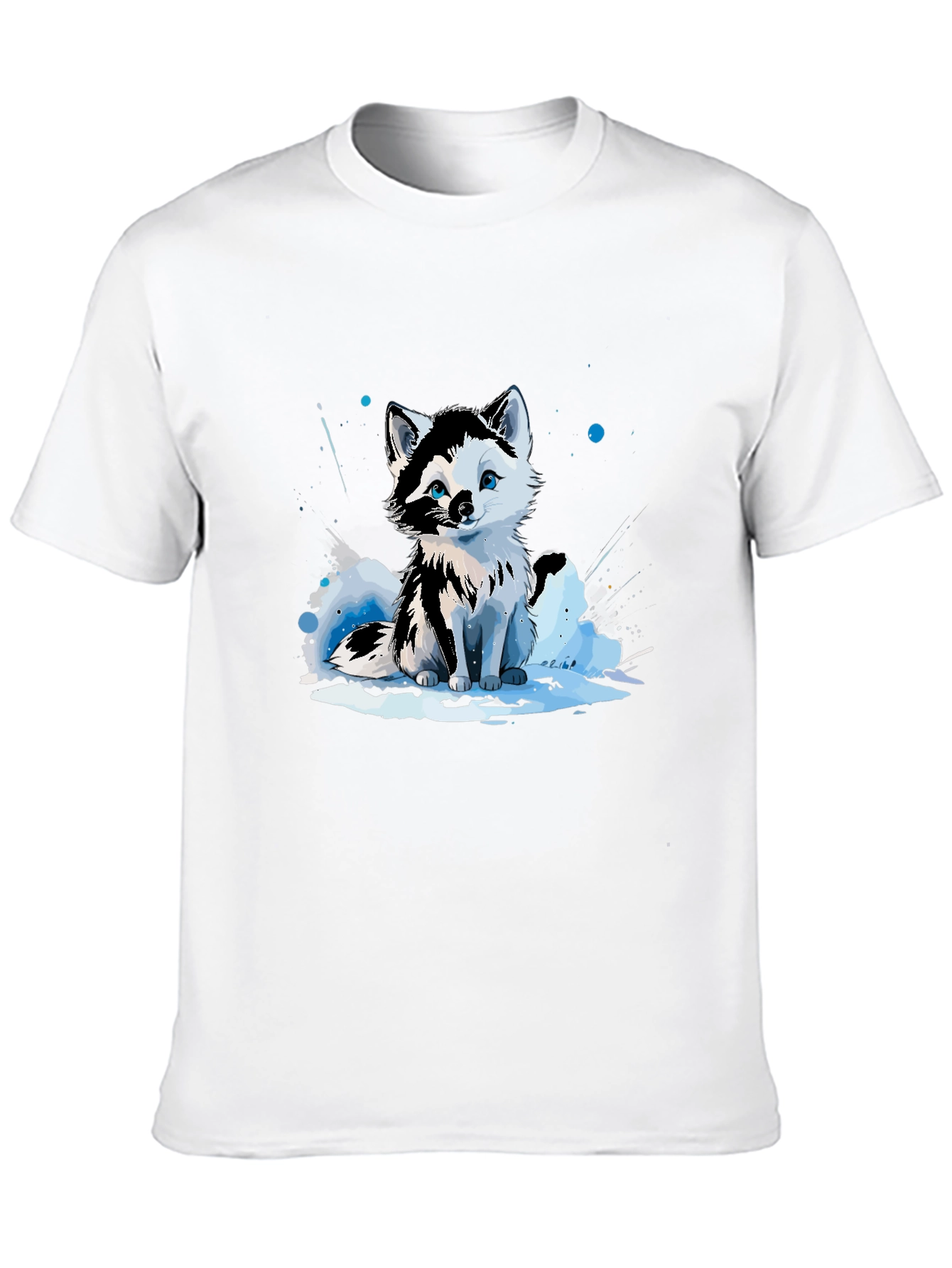 Cute Arctic Fox Graphic Tee - Black