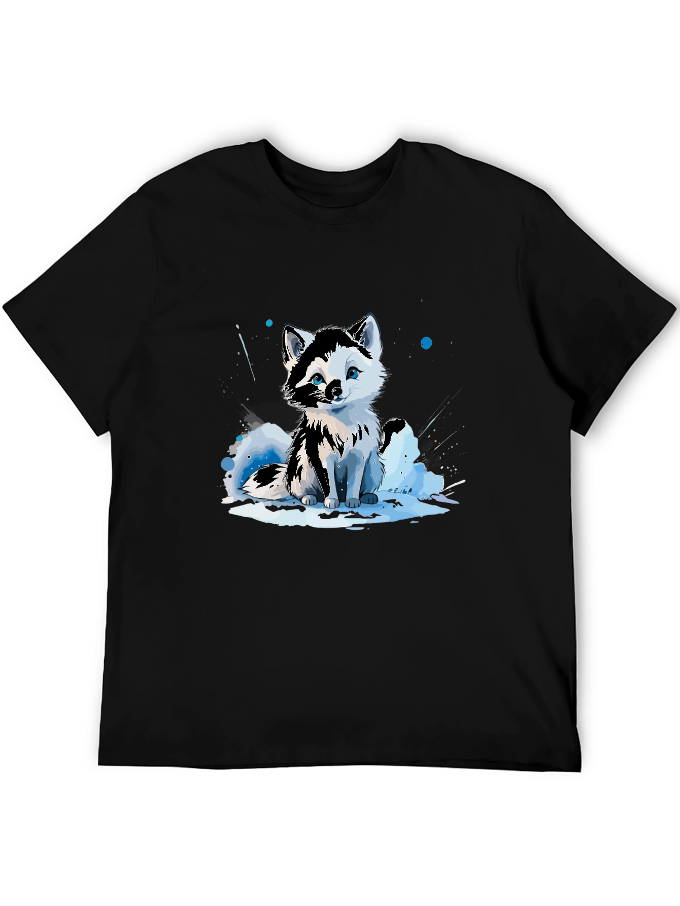 Cute Arctic Fox Graphic Tee - Black