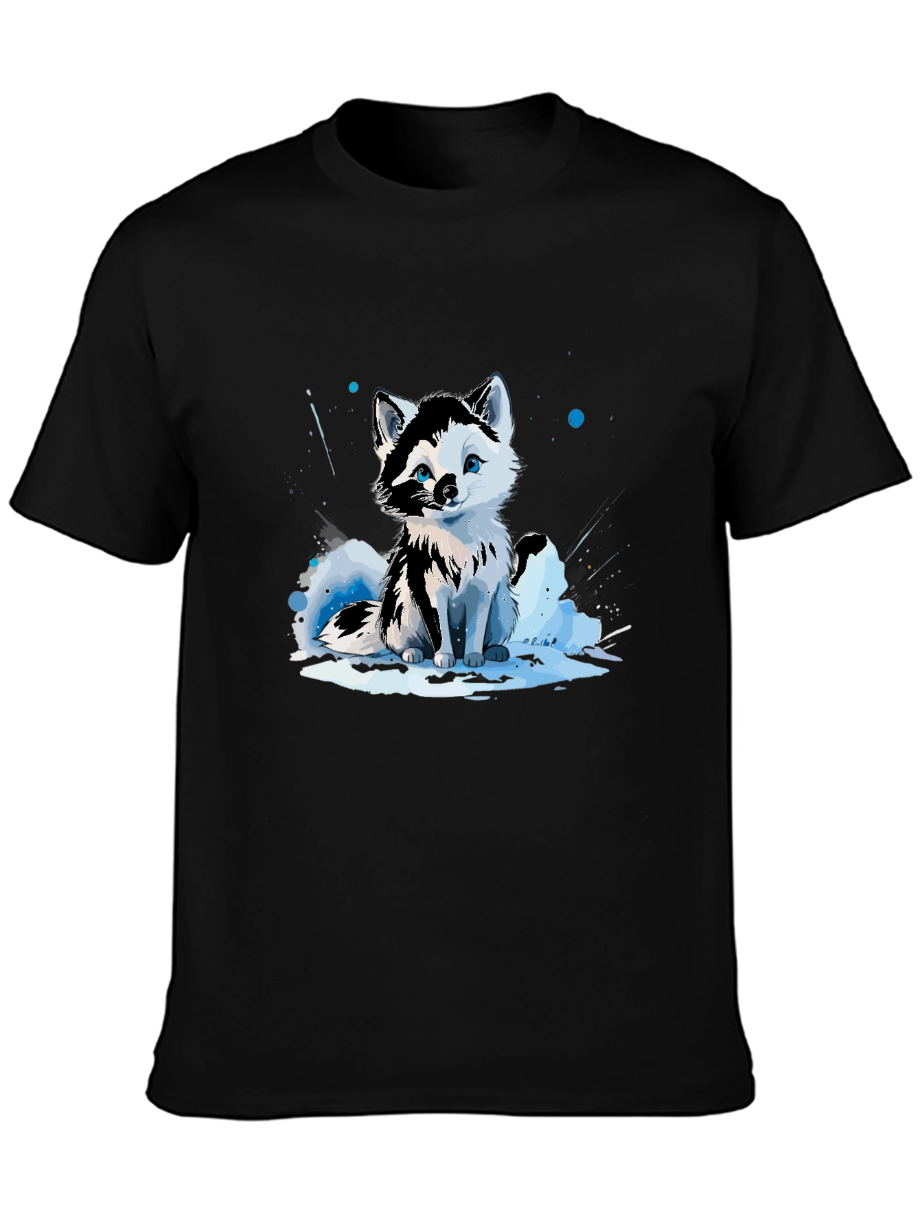 Cute Arctic Fox Graphic Tee - Black