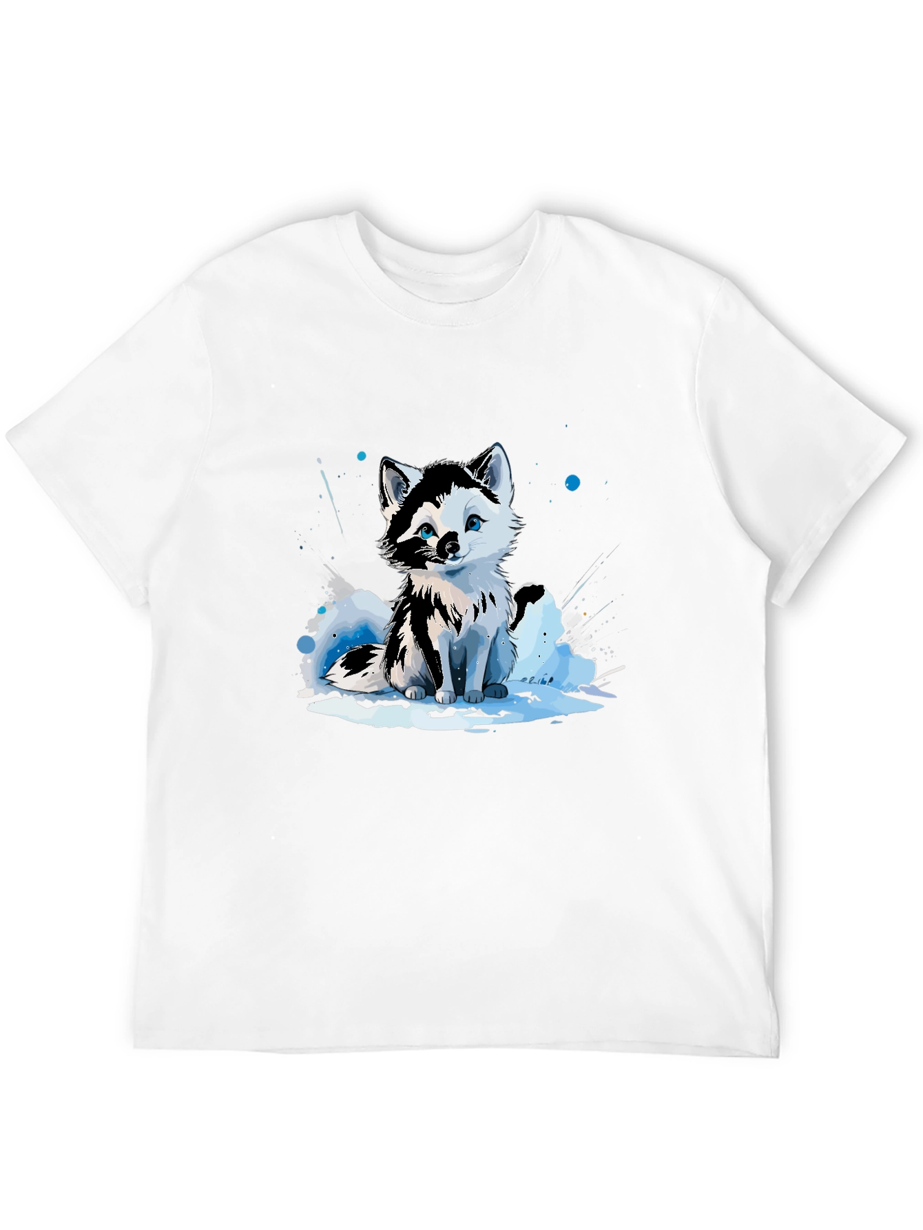 Cute Arctic Fox Graphic Tee - Black