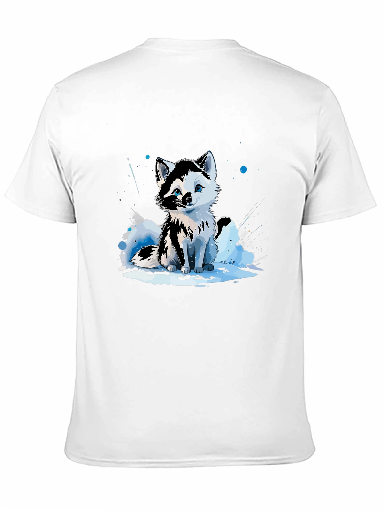 Cute Arctic Fox Graphic Tee - Black