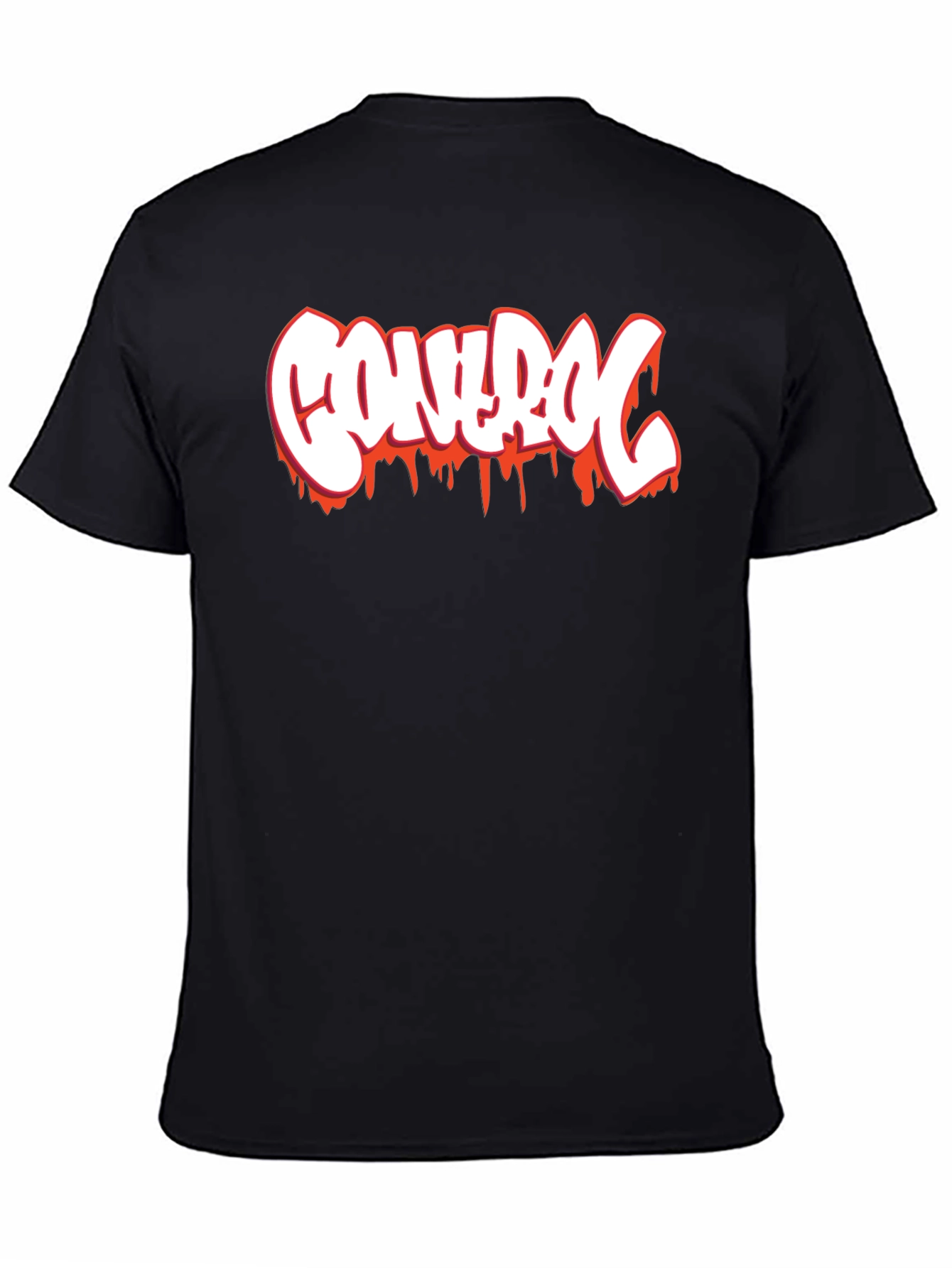 Control Graphic Print Black T-Shirt