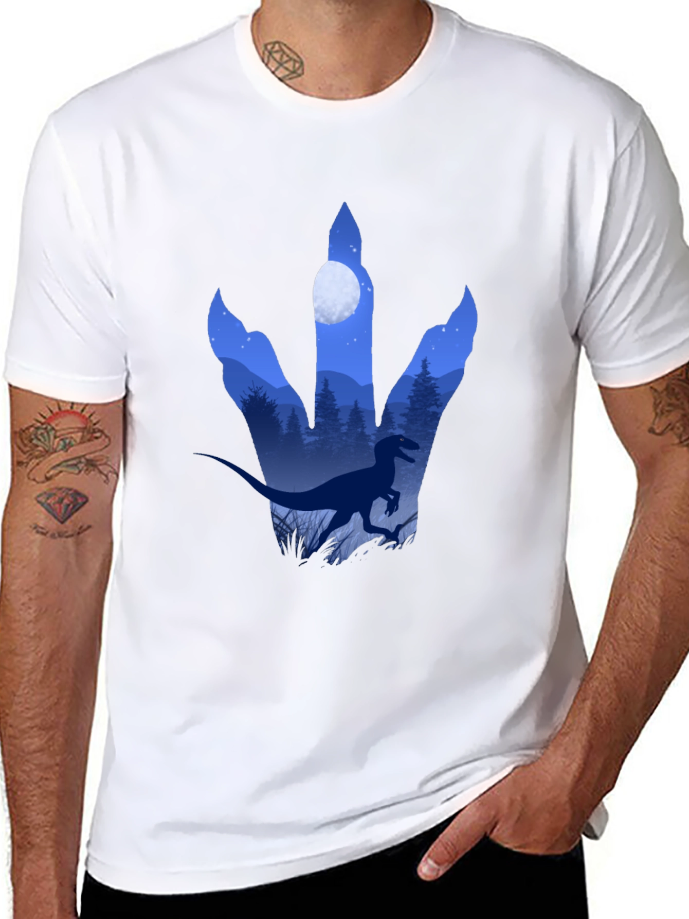 Dinosaur Footprint Graphic T-Shirt