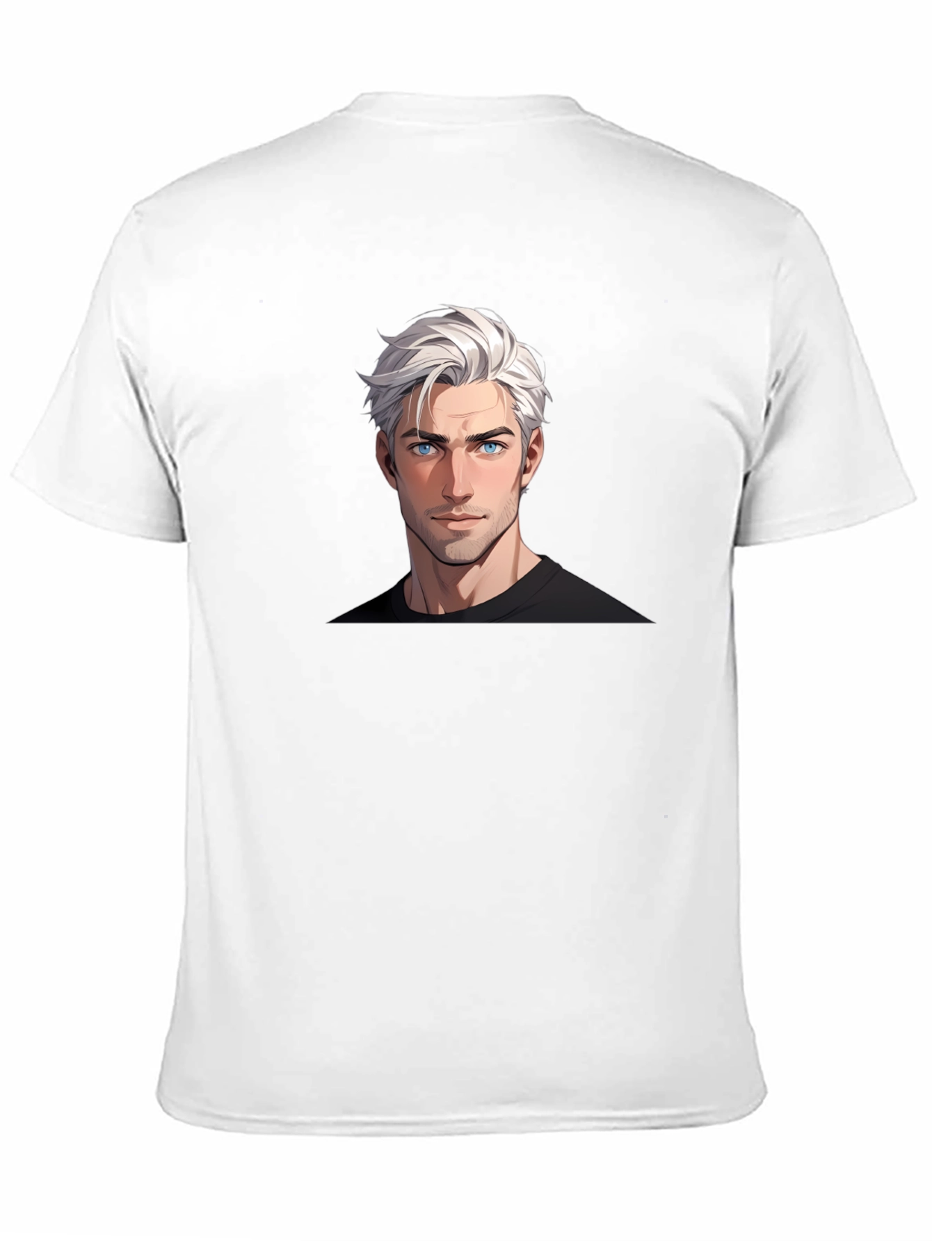Graphic Tee: Anime Guy Portrait Black T-Shirt