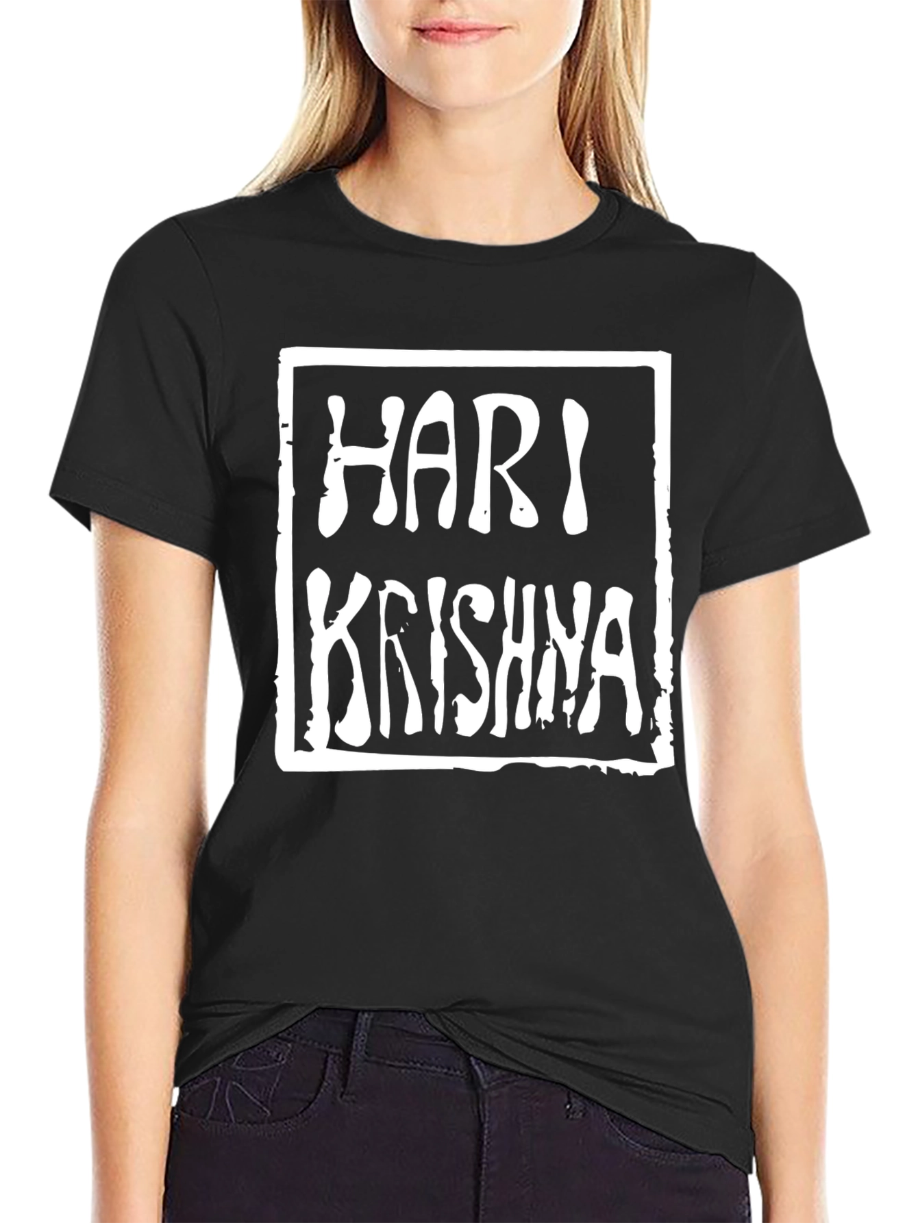 Hari Krishna Graphic Tee - Black Cotton T-Shirt