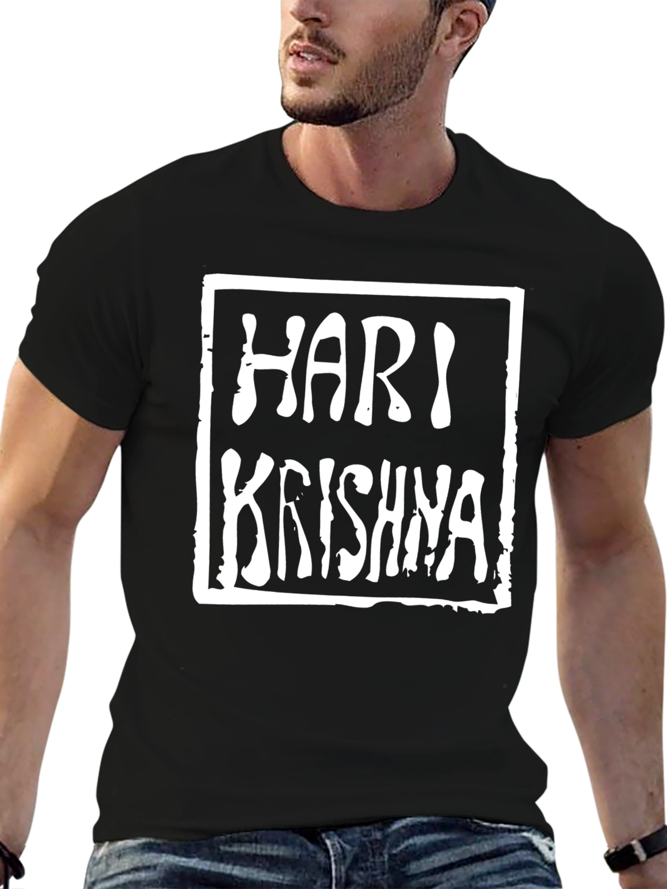 Hari Krishna Graphic Tee - Black Cotton T-Shirt