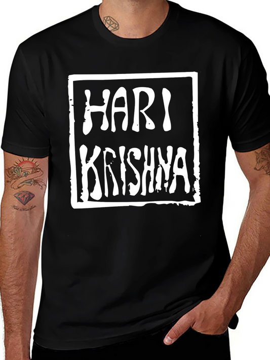 Hari Krishna Graphic Tee - Black Cotton T-Shirt