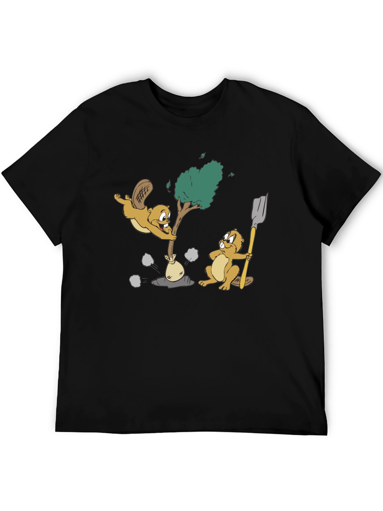 Cartoon Beaver Tree T-Shirt