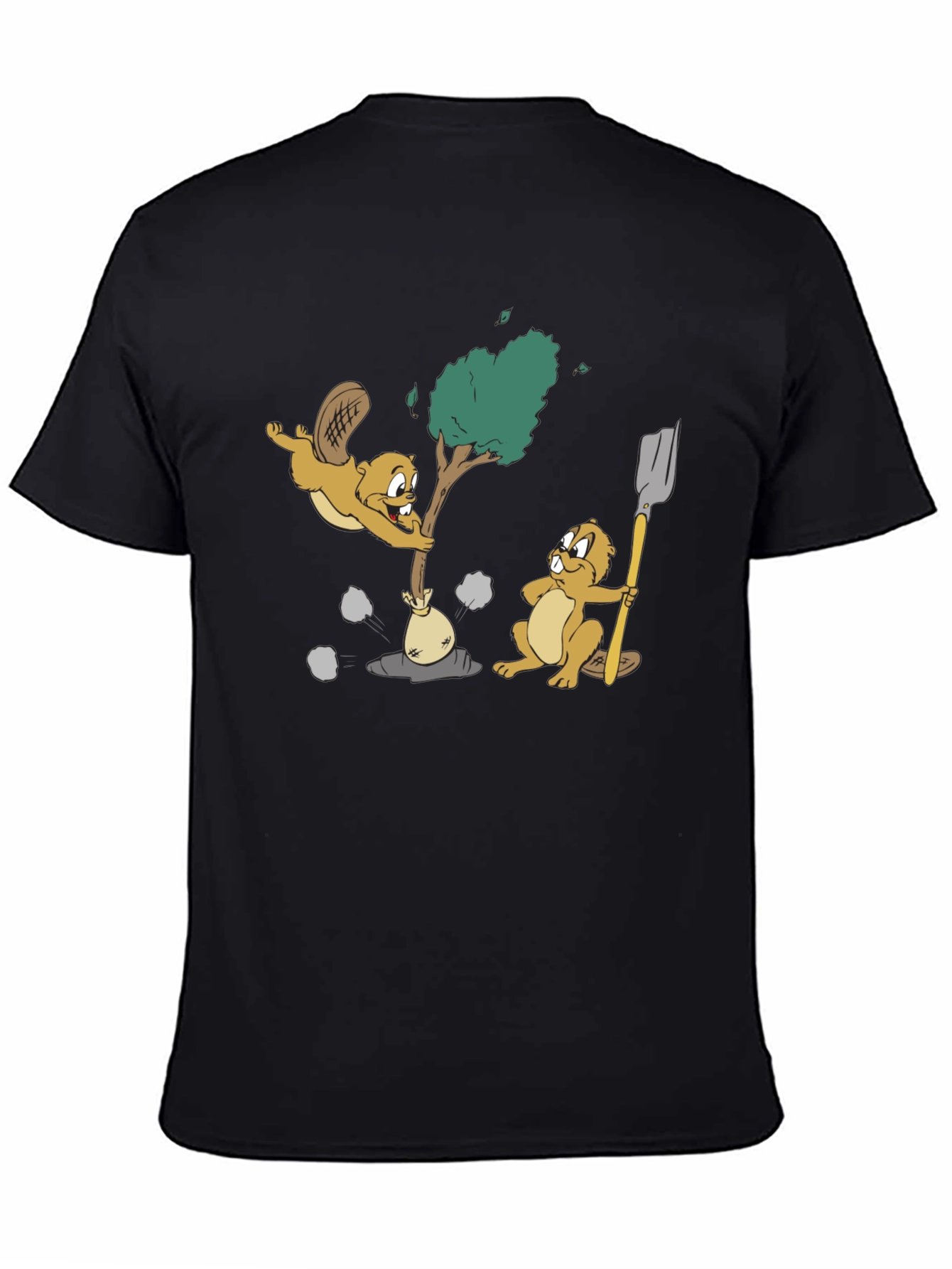 Cartoon Beaver Tree T-Shirt
