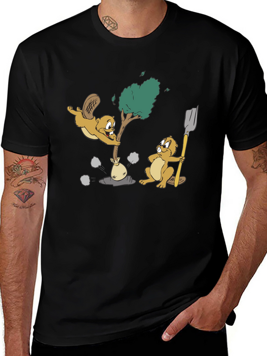 Cartoon Beaver Tree T-Shirt