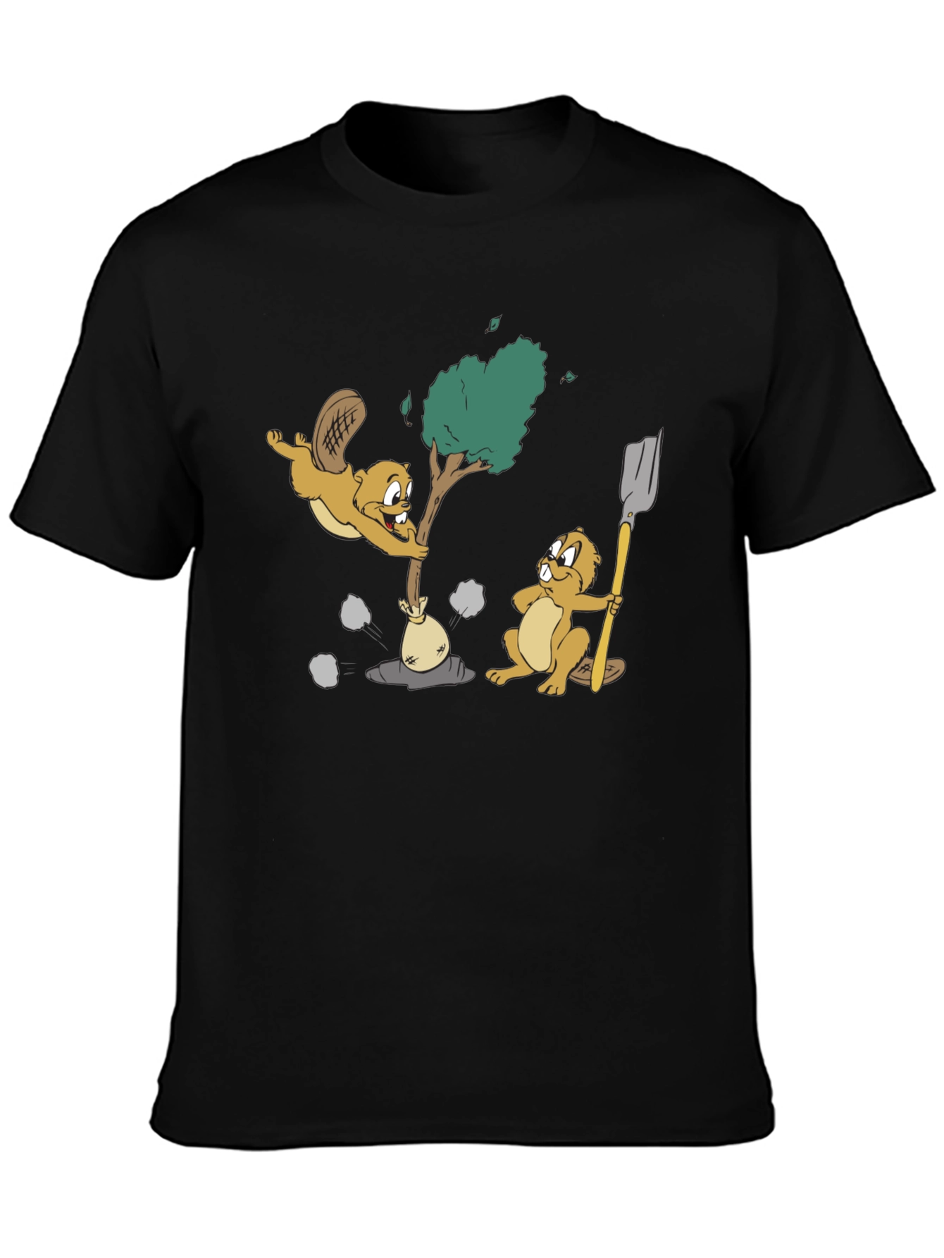 Cartoon Beaver Tree T-Shirt