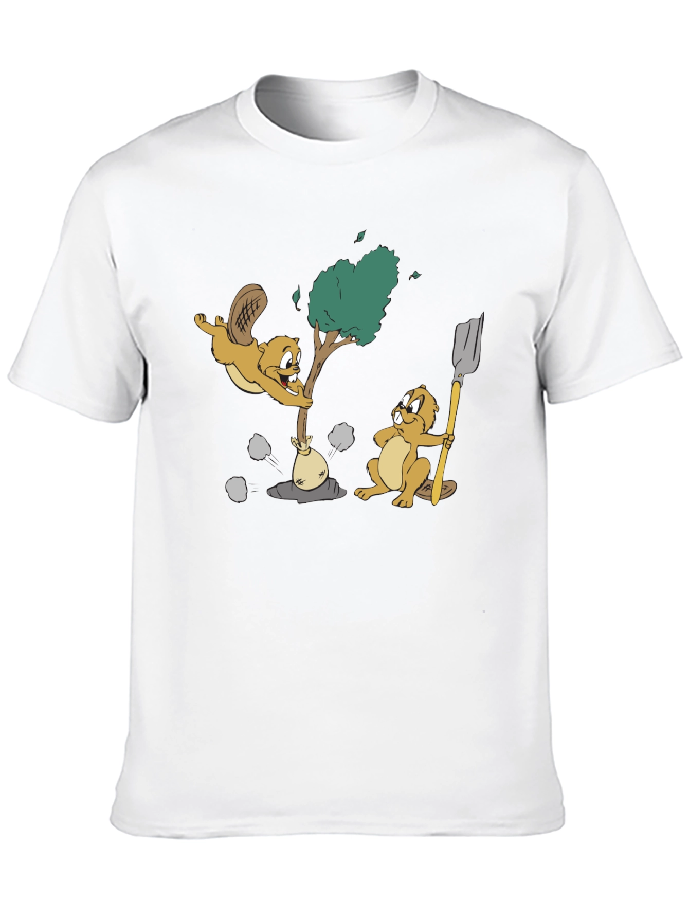 Cartoon Beaver Tree T-Shirt