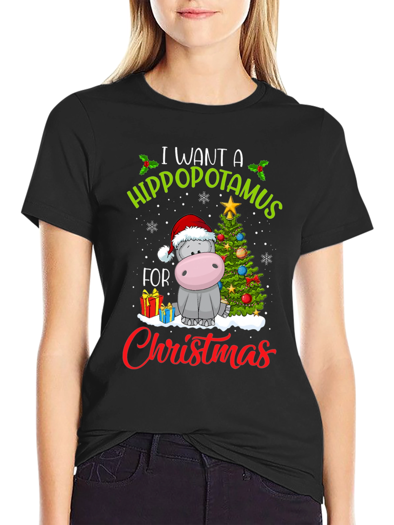 Hippo Christmas T-Shirt