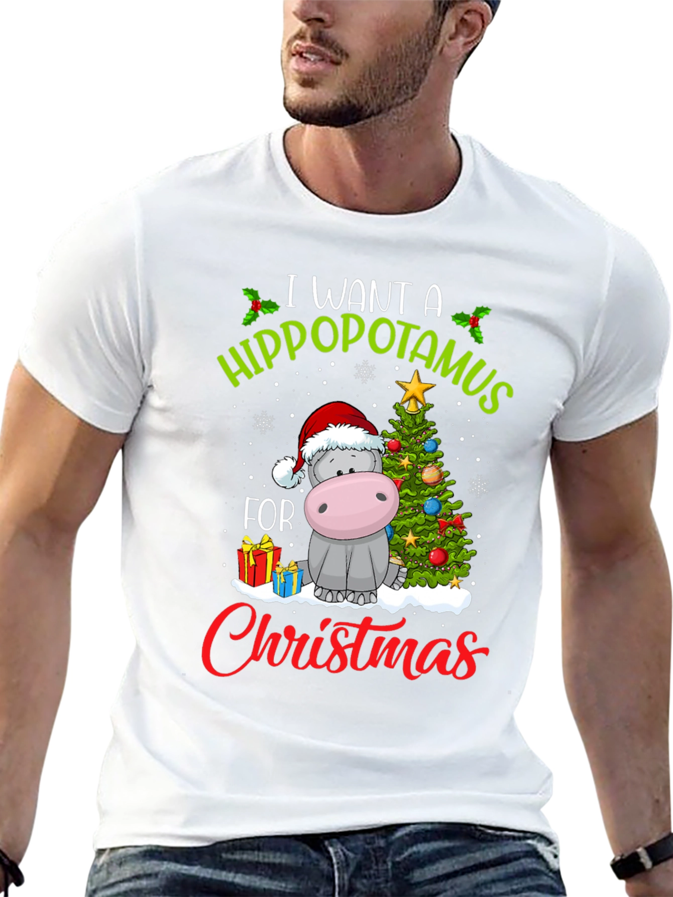 Hippo Christmas T-Shirt