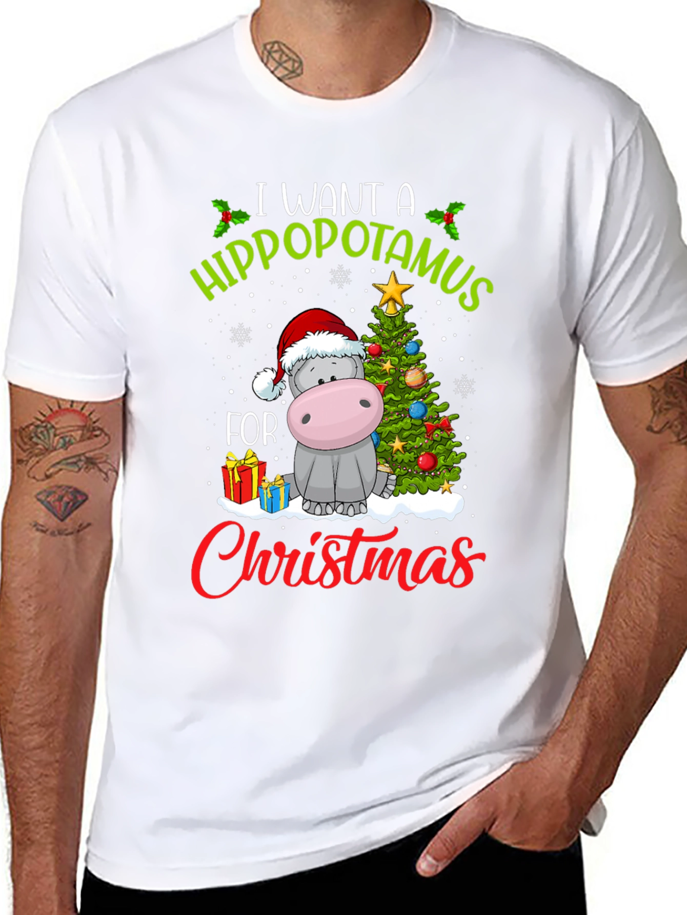 Hippo Christmas T-Shirt