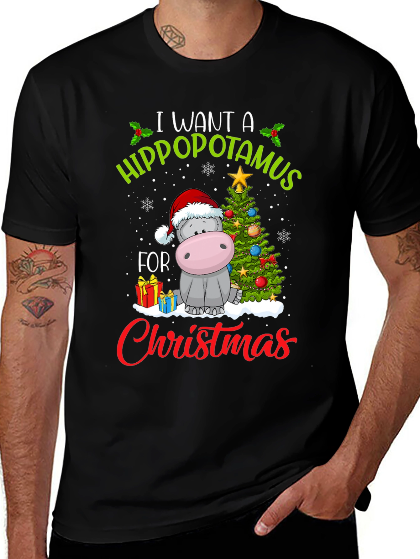 Hippo Christmas T-Shirt