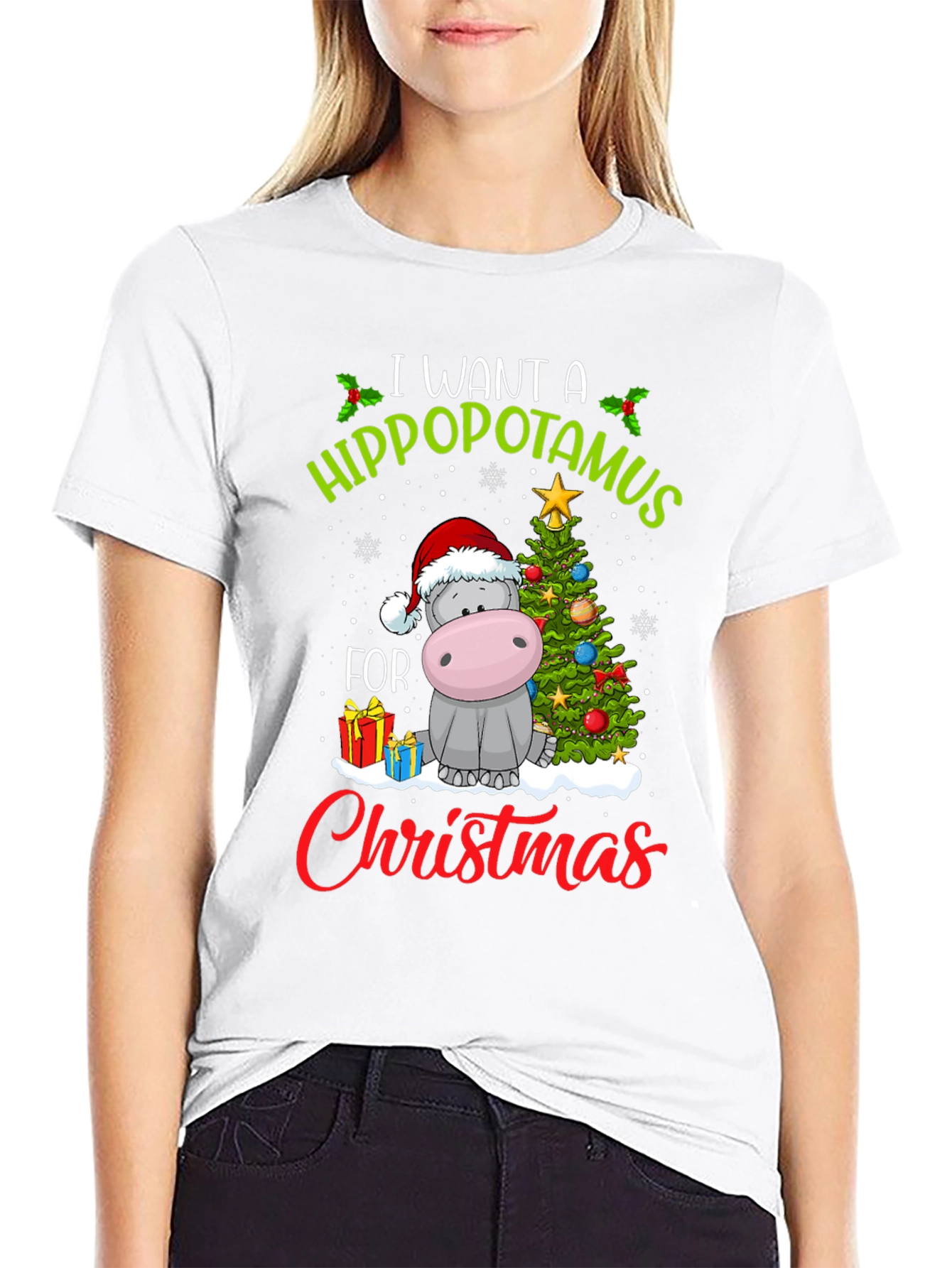 Hippo Christmas T-Shirt