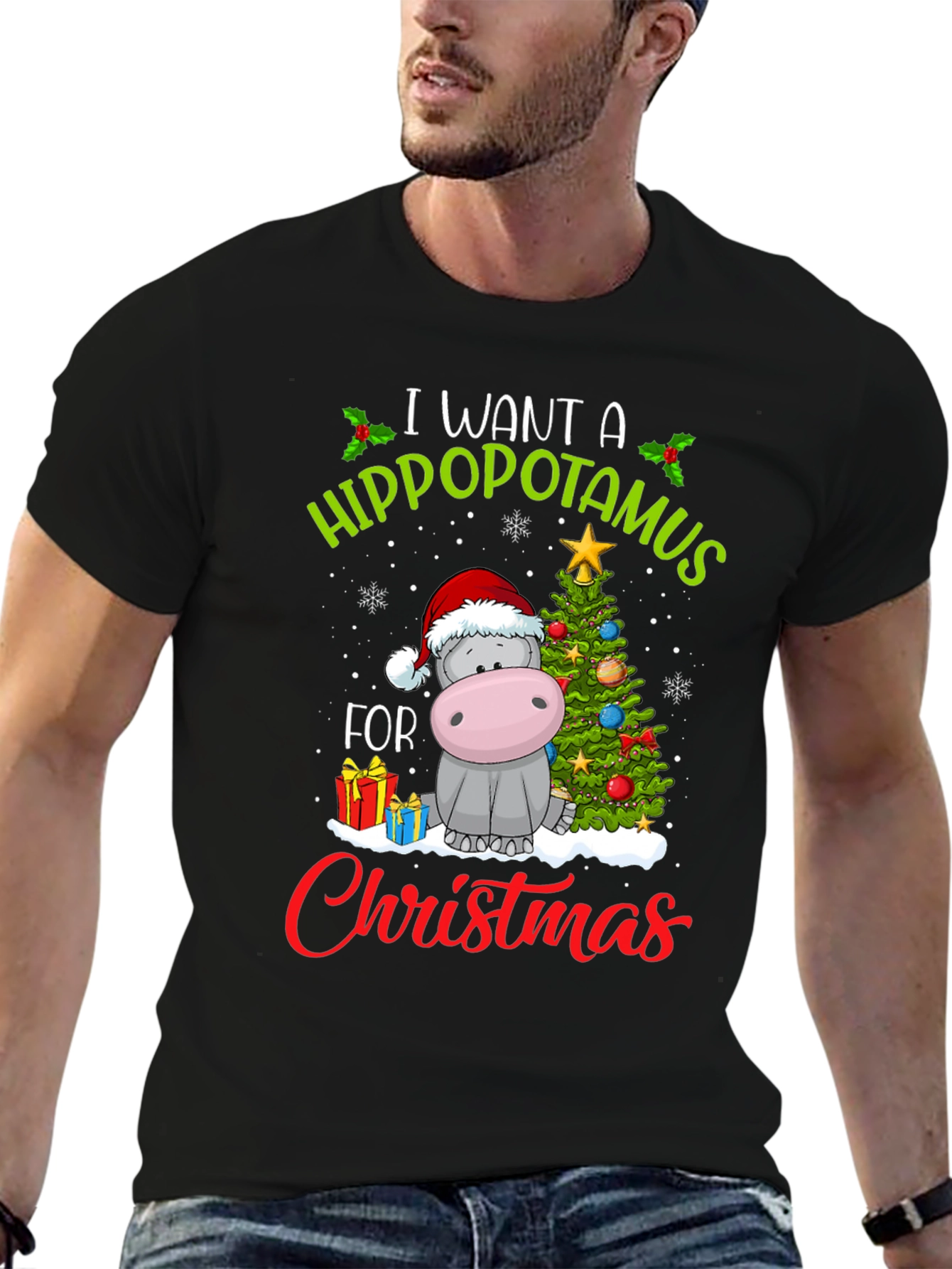 Hippo Christmas T-Shirt