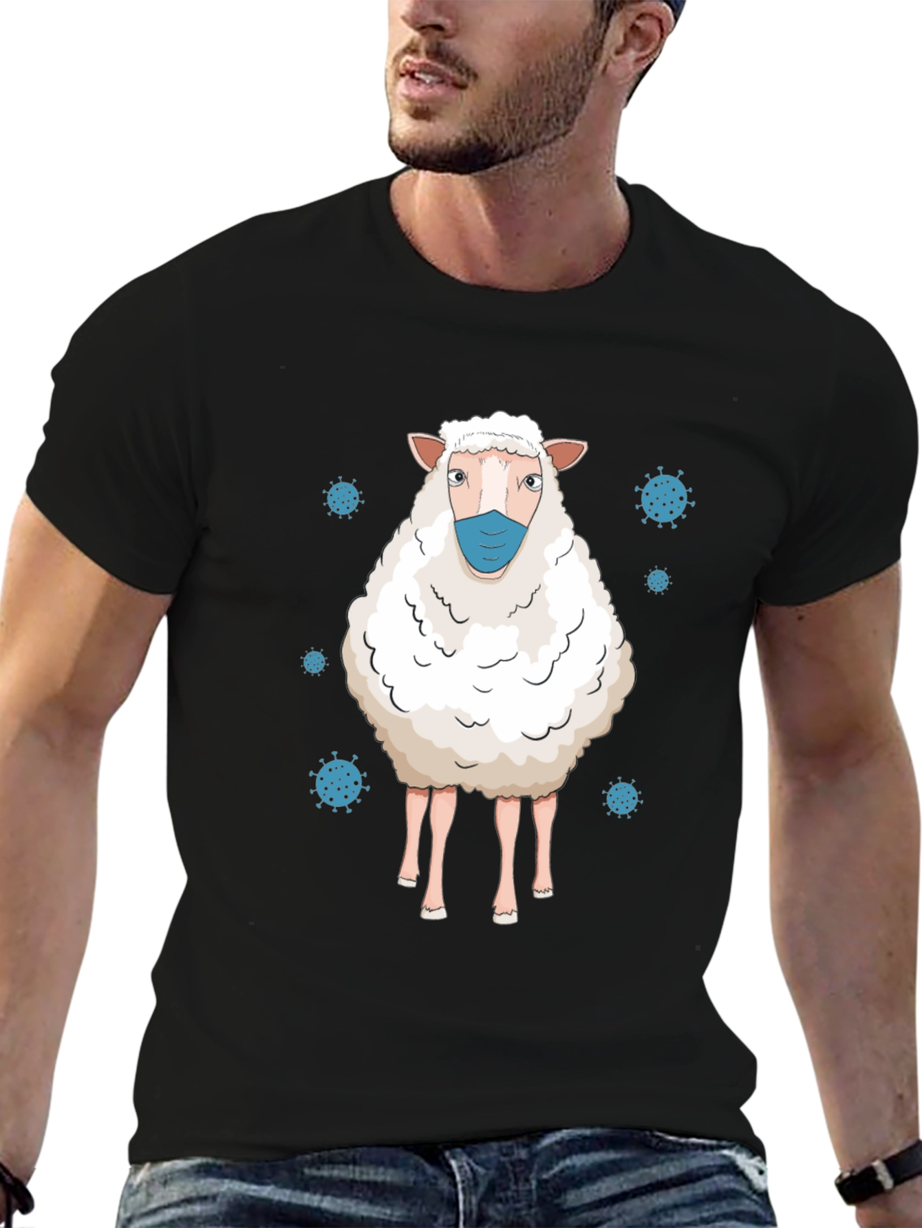 Masked Sheep Graphic Tee - Black Cotton