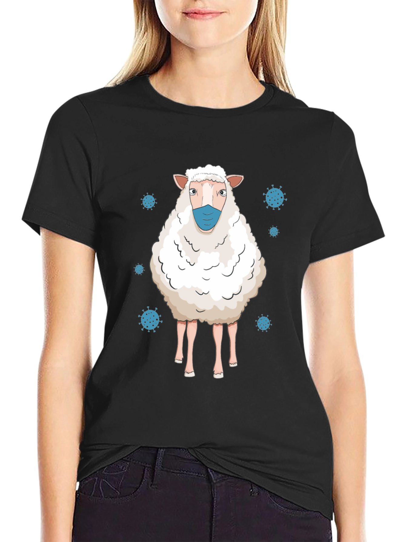 Masked Sheep Graphic Tee - Black Cotton