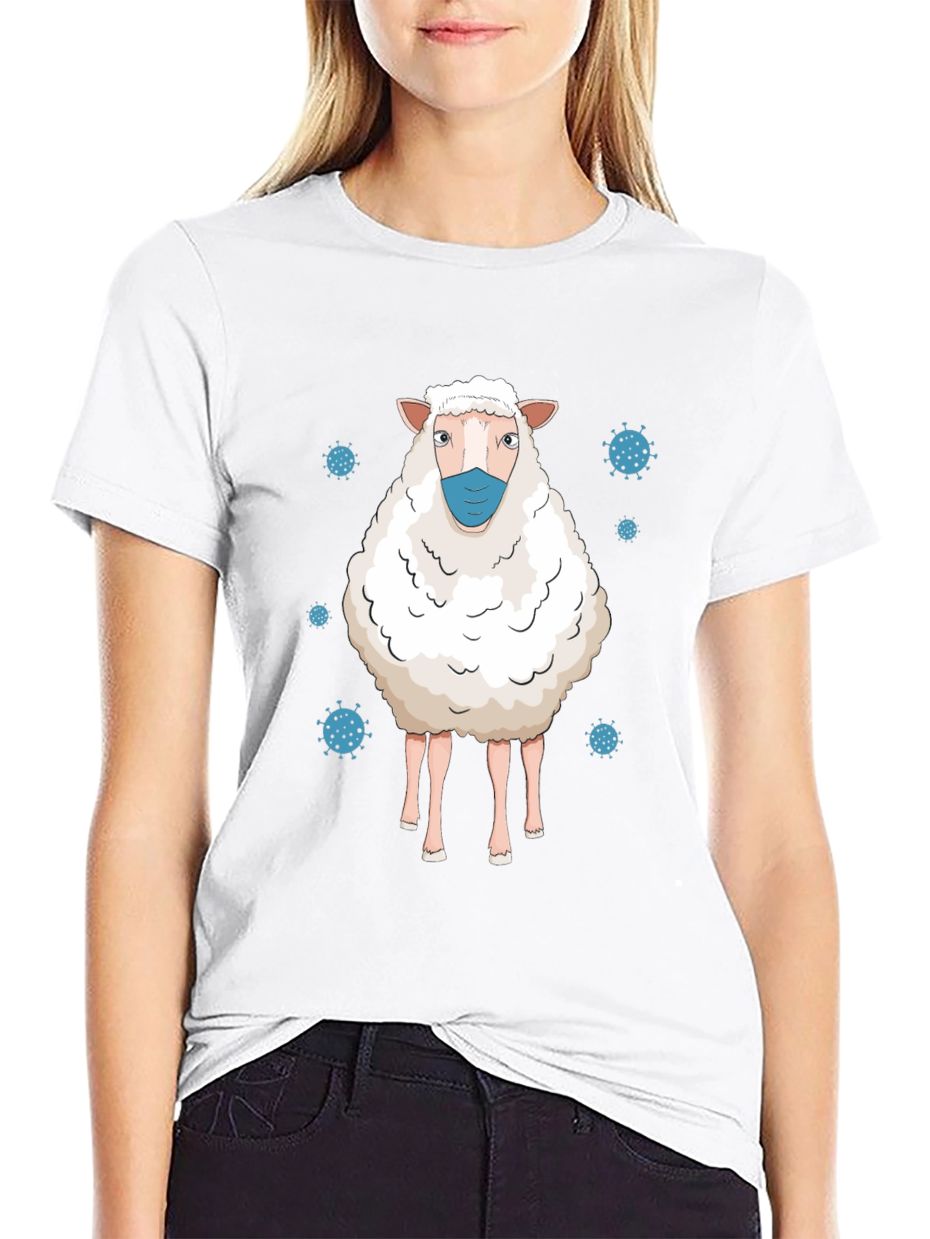 Masked Sheep Graphic Tee - Black Cotton