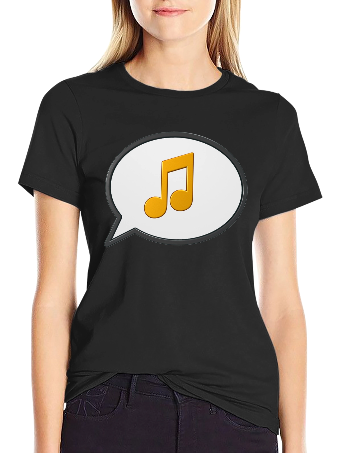 Musical Note Speech Bubble Black T-Shirt