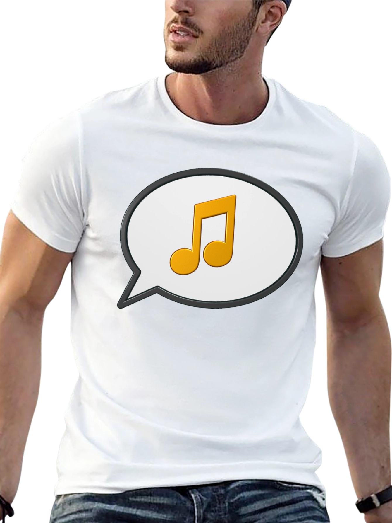 Musical Note Speech Bubble Black T-Shirt