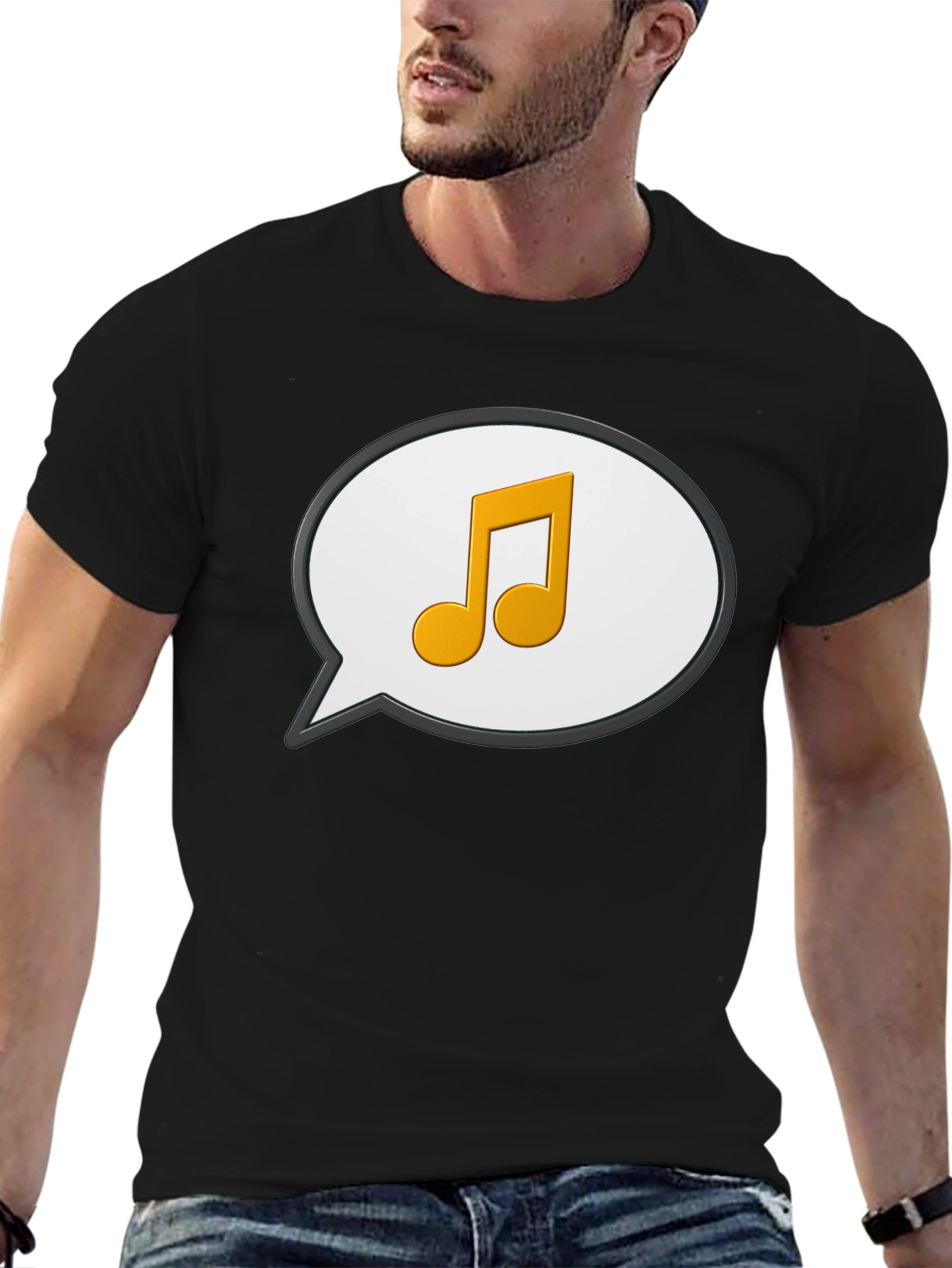 Musical Note Speech Bubble Black T-Shirt