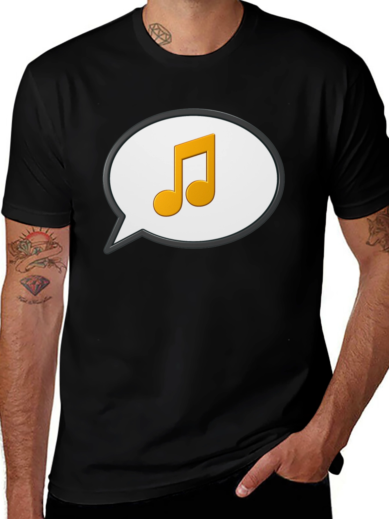 Musical Note Speech Bubble Black T-Shirt