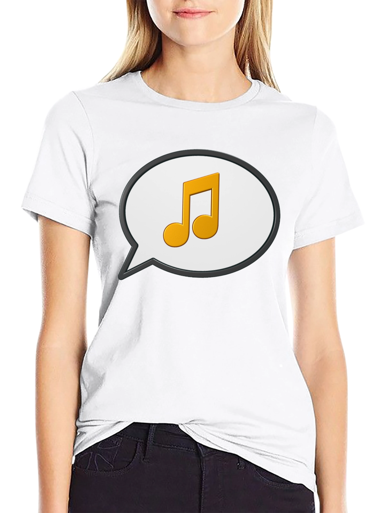 Musical Note Speech Bubble Black T-Shirt