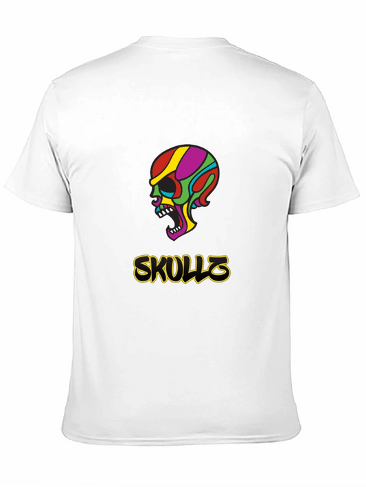 Colorful Skull Graphic Black T-Shirt
