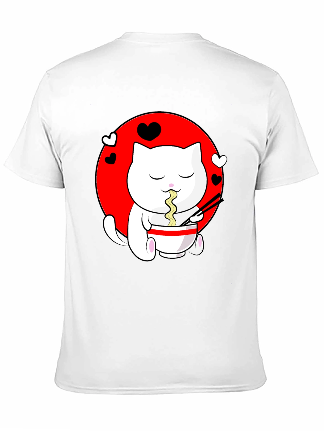 Kawaii Cat Ramen Black T-Shirt