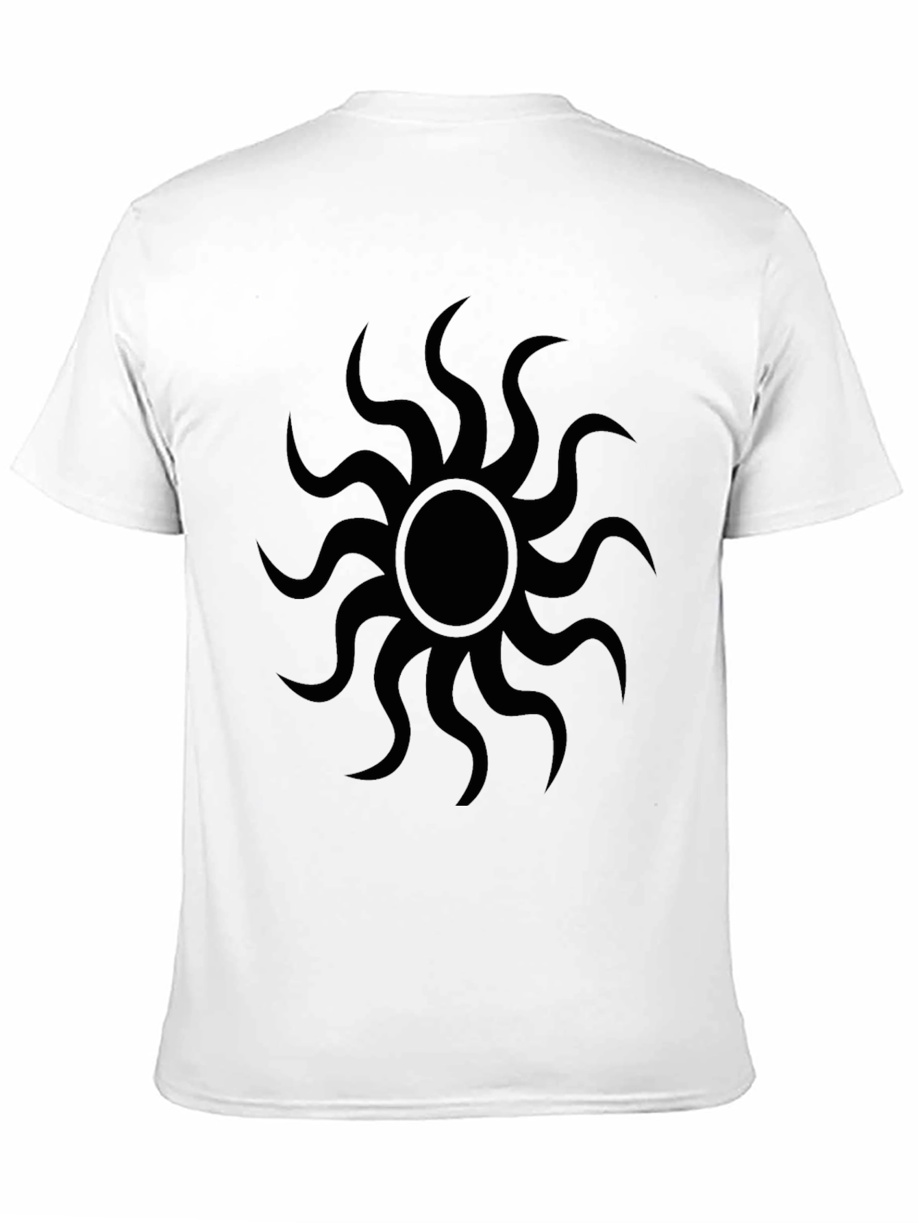 Black Graphic Tee - Sunburst Design Casual Wear