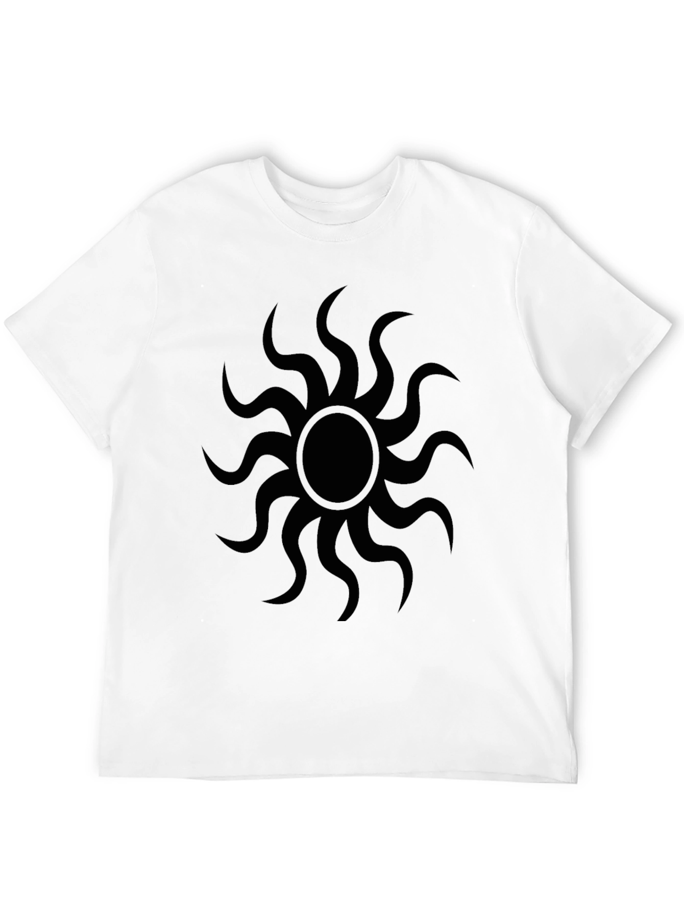 Black Graphic Tee - Sunburst Design Casual Wear