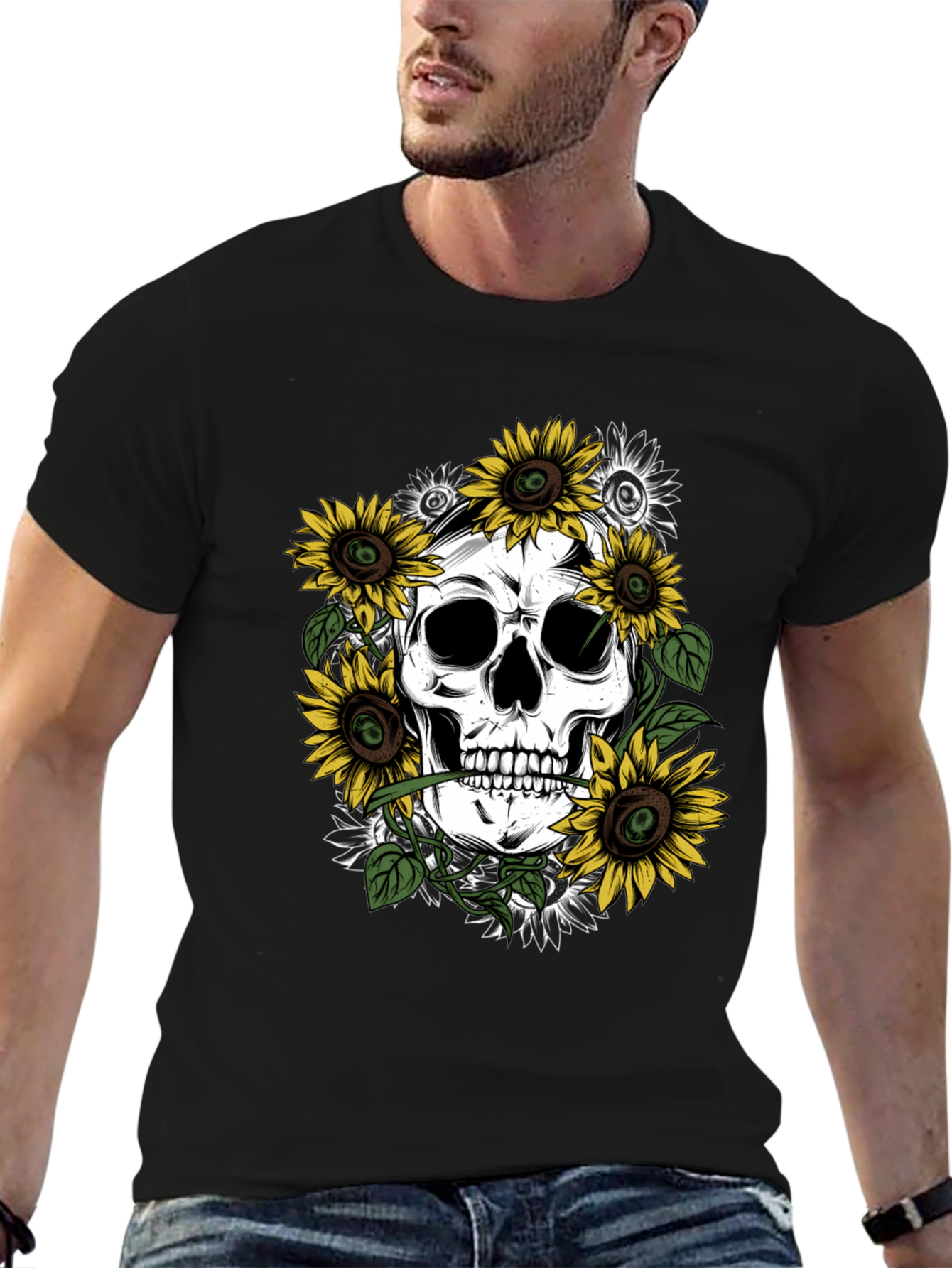 Sunflower Skull Graphic Tee